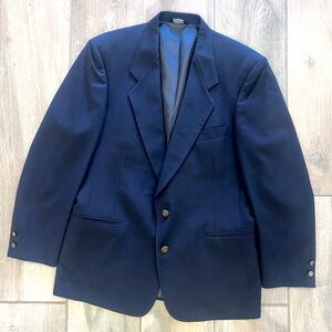 Vtg Men’s Pierre Cardin 100% Wool Dark Blue Single Breasted Blazer 42/44 R